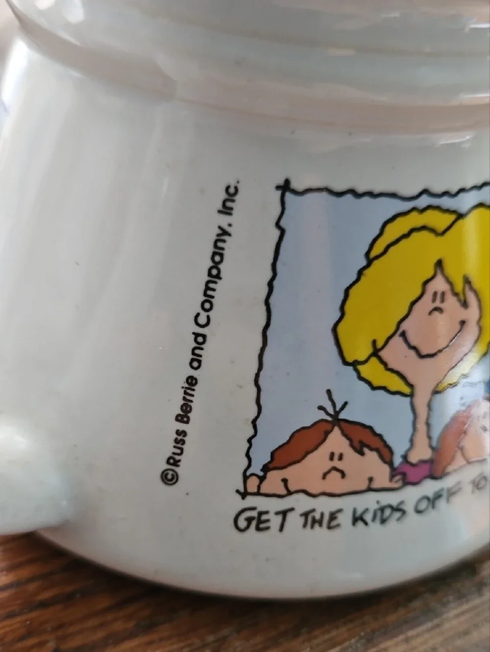 Vintage Cartoon Ceramic Non Spill Coffee Tea Mug Cup